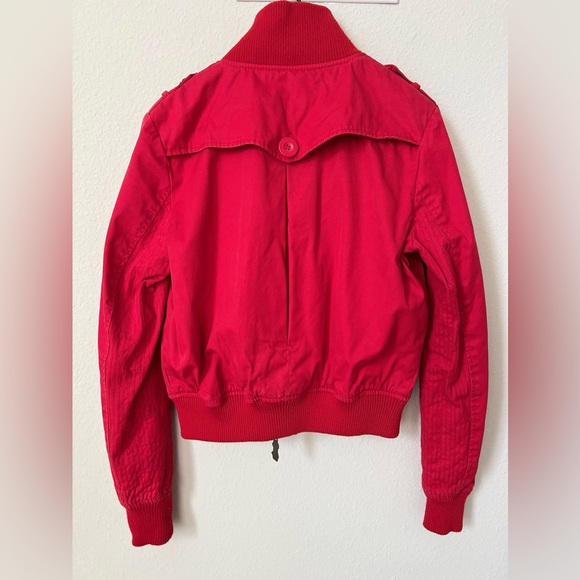 Live Mechanics Women’s Red Cotton Bomber Jacket (fits like Small) - Picture 6 of 10
